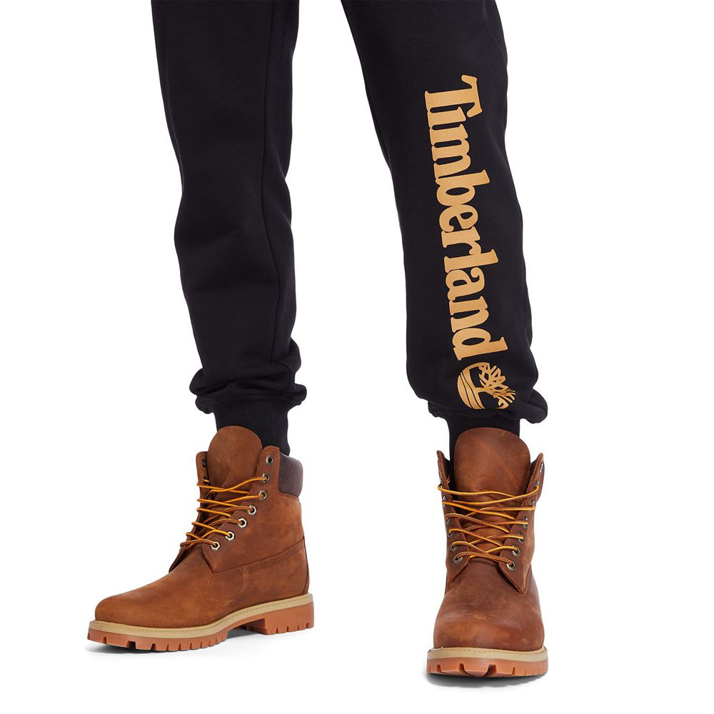 Timberland Mens Pants Logo Sweat - Black - India WQ5213978